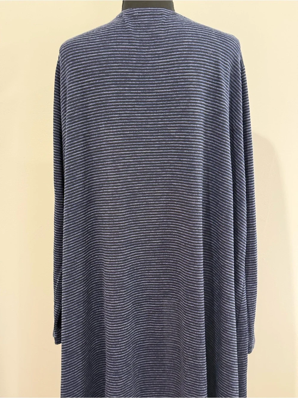 LuLaRoe XL Navy Striped Open-Front Long Cardigan Sweater w Pockets 189 - Picture 5 of 7